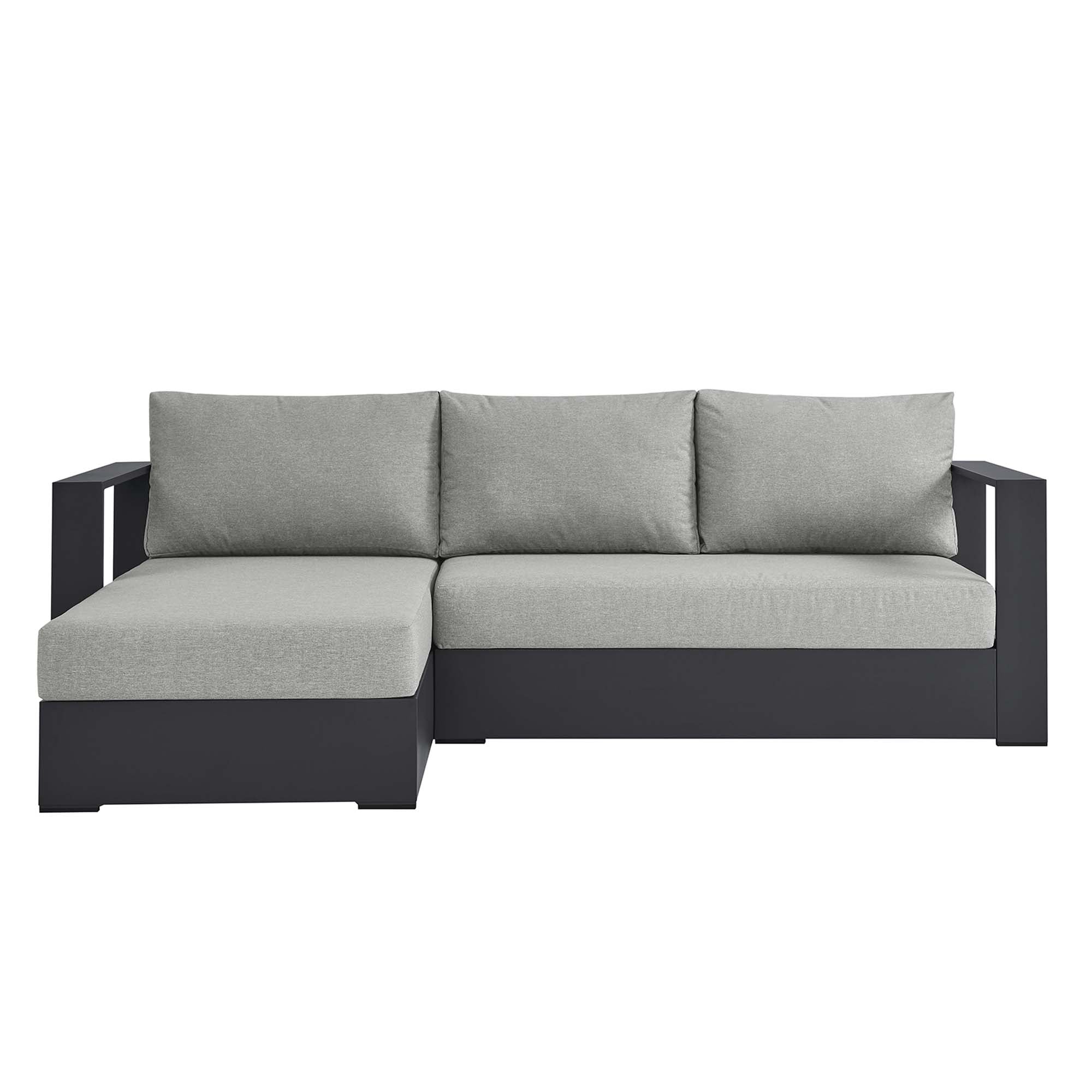 Tahoe 2-Piece Outdoor Patio Powder-Coated Aluminum Left-Facing Chaise Sectional Sofa Set - Gray Gray