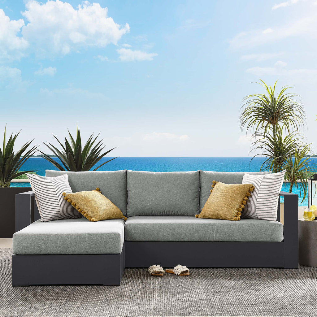 Tahoe 2-Piece Outdoor Patio Powder-Coated Aluminum Left-Facing Chaise Sectional Sofa Set - Gray Gray