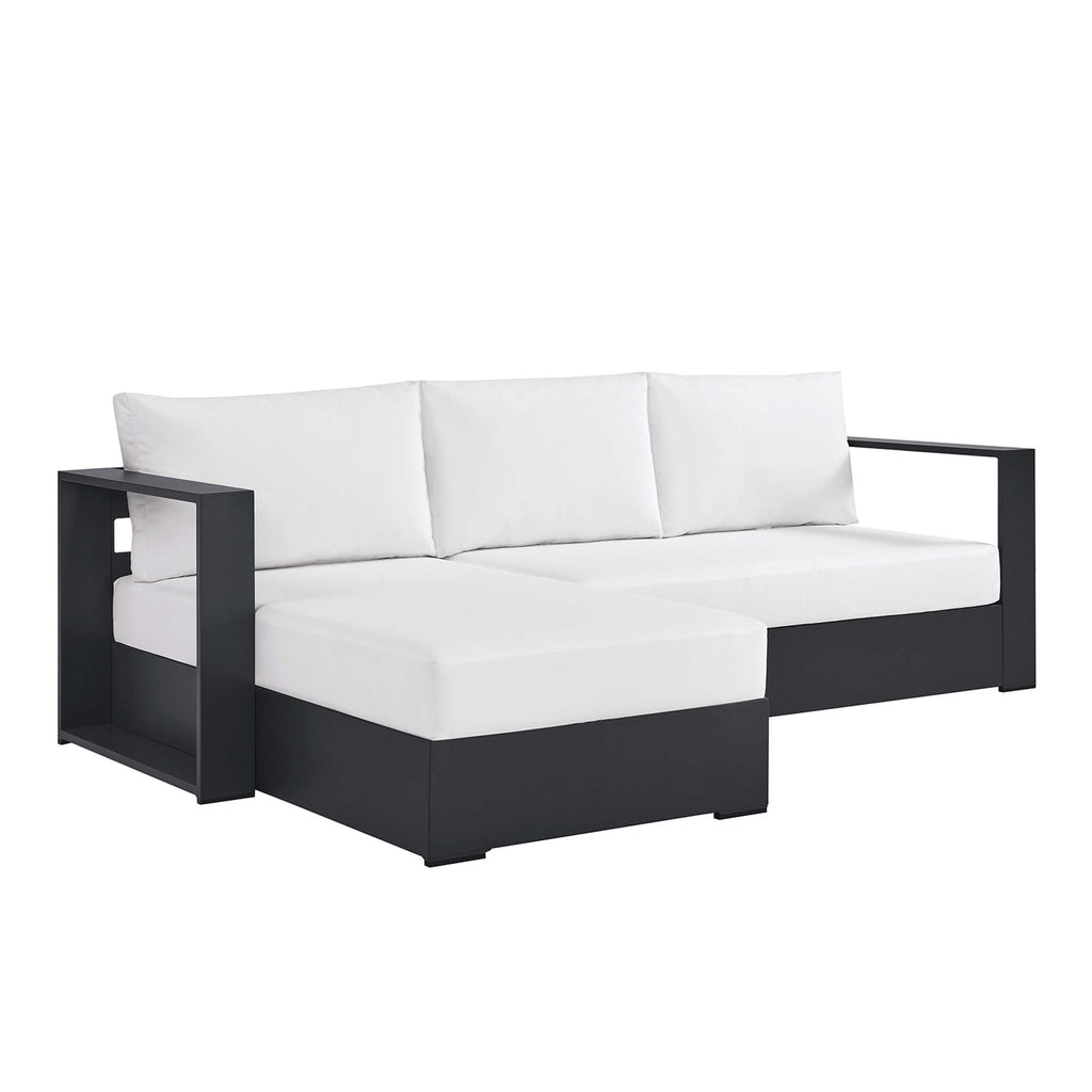 Tahoe 2-Piece Outdoor Patio Powder-Coated Aluminum Left-Facing Chaise Sectional Sofa Set - Gray White