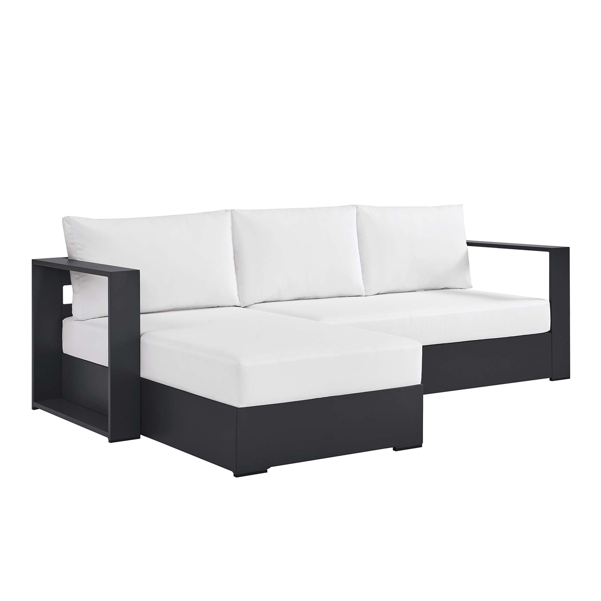 Tahoe 2-Piece Outdoor Patio Powder-Coated Aluminum Left-Facing Chaise Sectional Sofa Set - Gray White