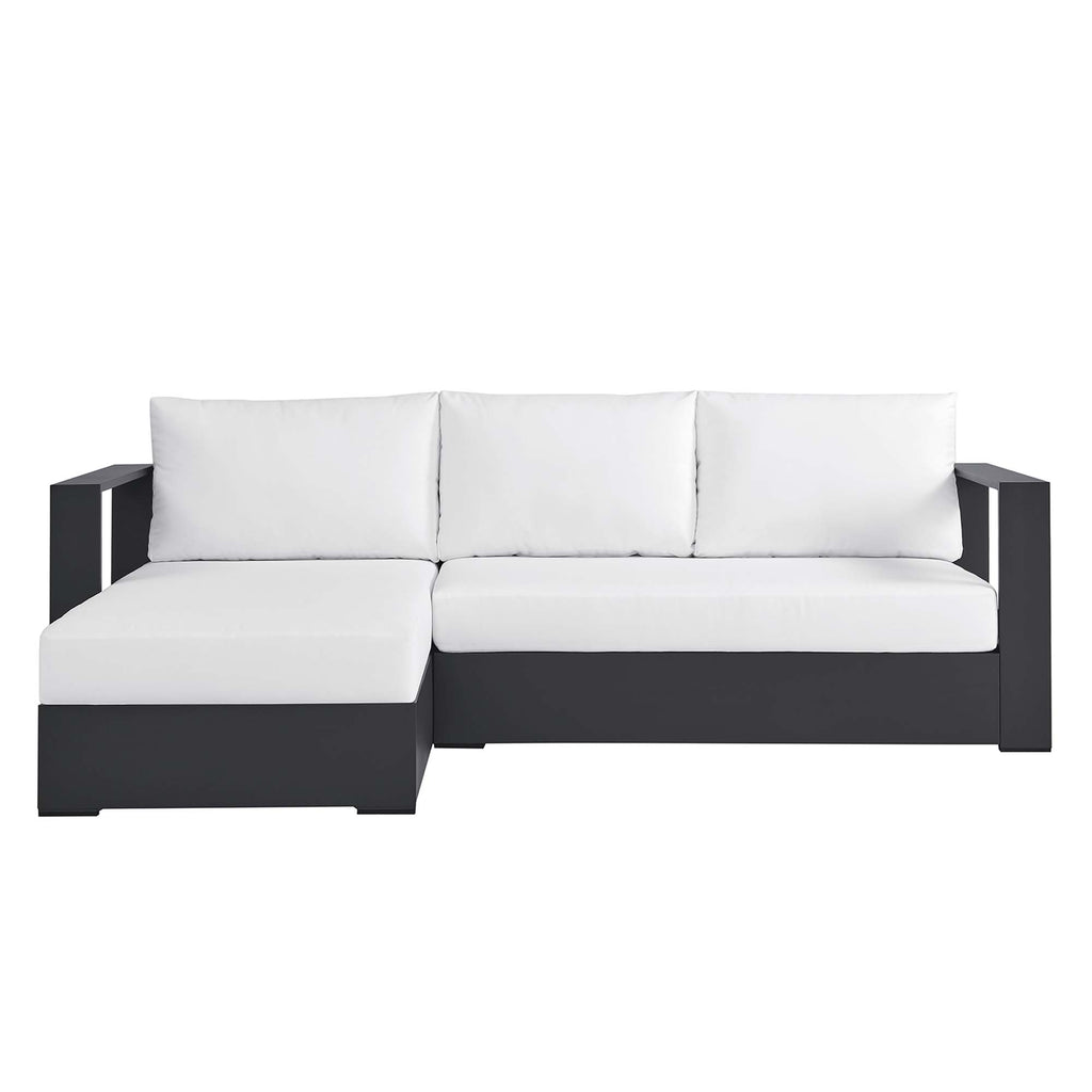 Tahoe 2-Piece Outdoor Patio Powder-Coated Aluminum Left-Facing Chaise Sectional Sofa Set - Gray White