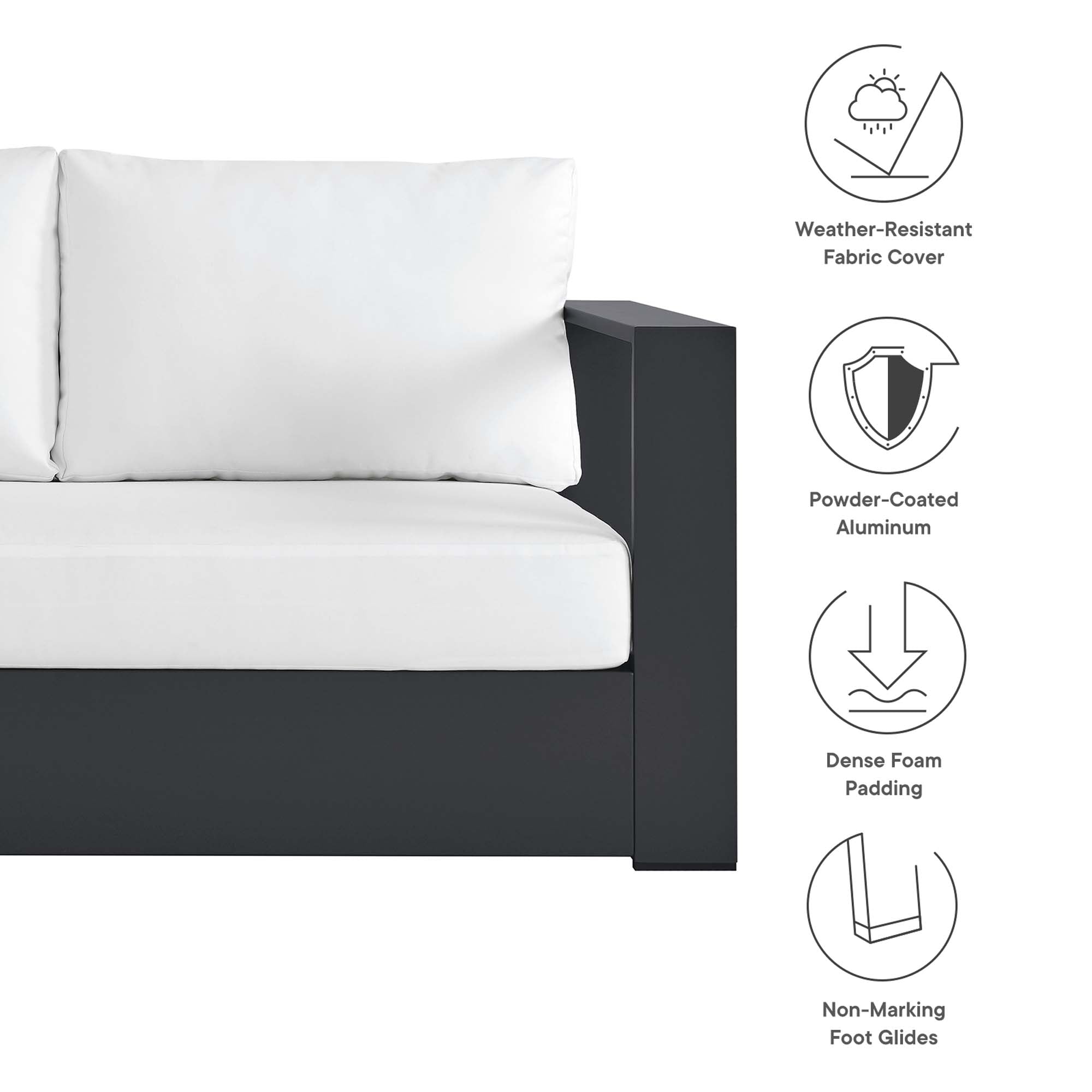 Tahoe 2-Piece Outdoor Patio Powder-Coated Aluminum Left-Facing Chaise Sectional Sofa Set - Gray White