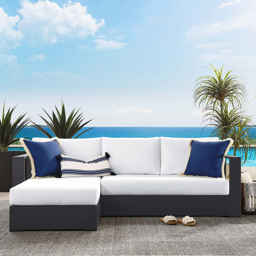 Tahoe 2-Piece Outdoor Patio Powder-Coated Aluminum Left-Facing Chaise Sectional Sofa Set - Gray White