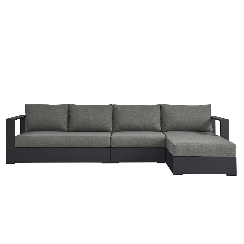 Tahoe 3-Piece Outdoor Patio Powder-Coated Aluminum Right-Facing Chaise Sectional Sofa Set - Gray Charcoal