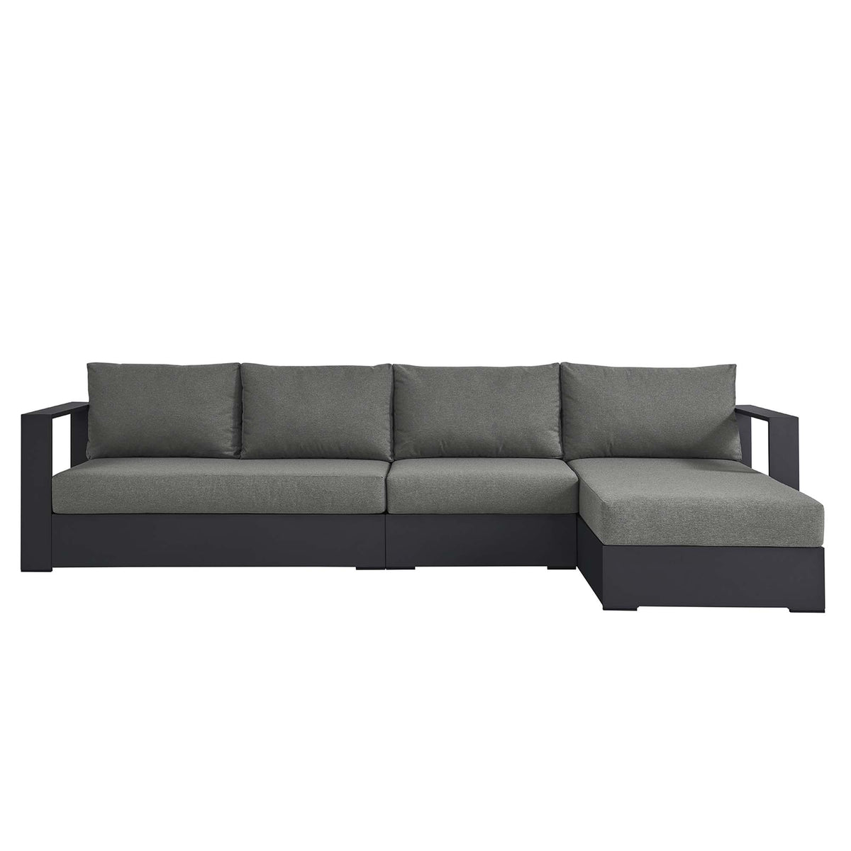 Tahoe 3-Piece Outdoor Patio Powder-Coated Aluminum Right-Facing Chaise Sectional Sofa Set - Gray Charcoal