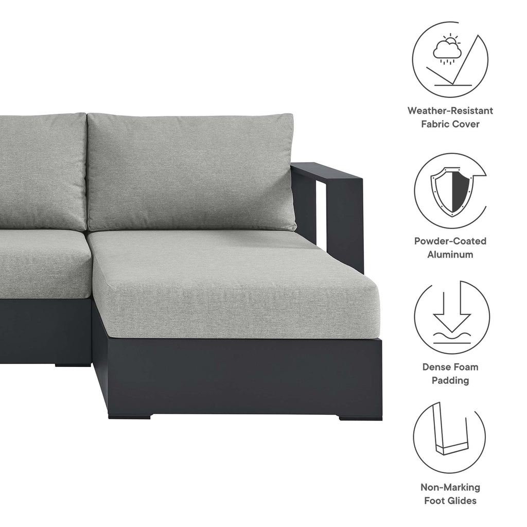 Tahoe 3-Piece Outdoor Patio Powder-Coated Aluminum Right-Facing Chaise Sectional Sofa Set - Gray Gray