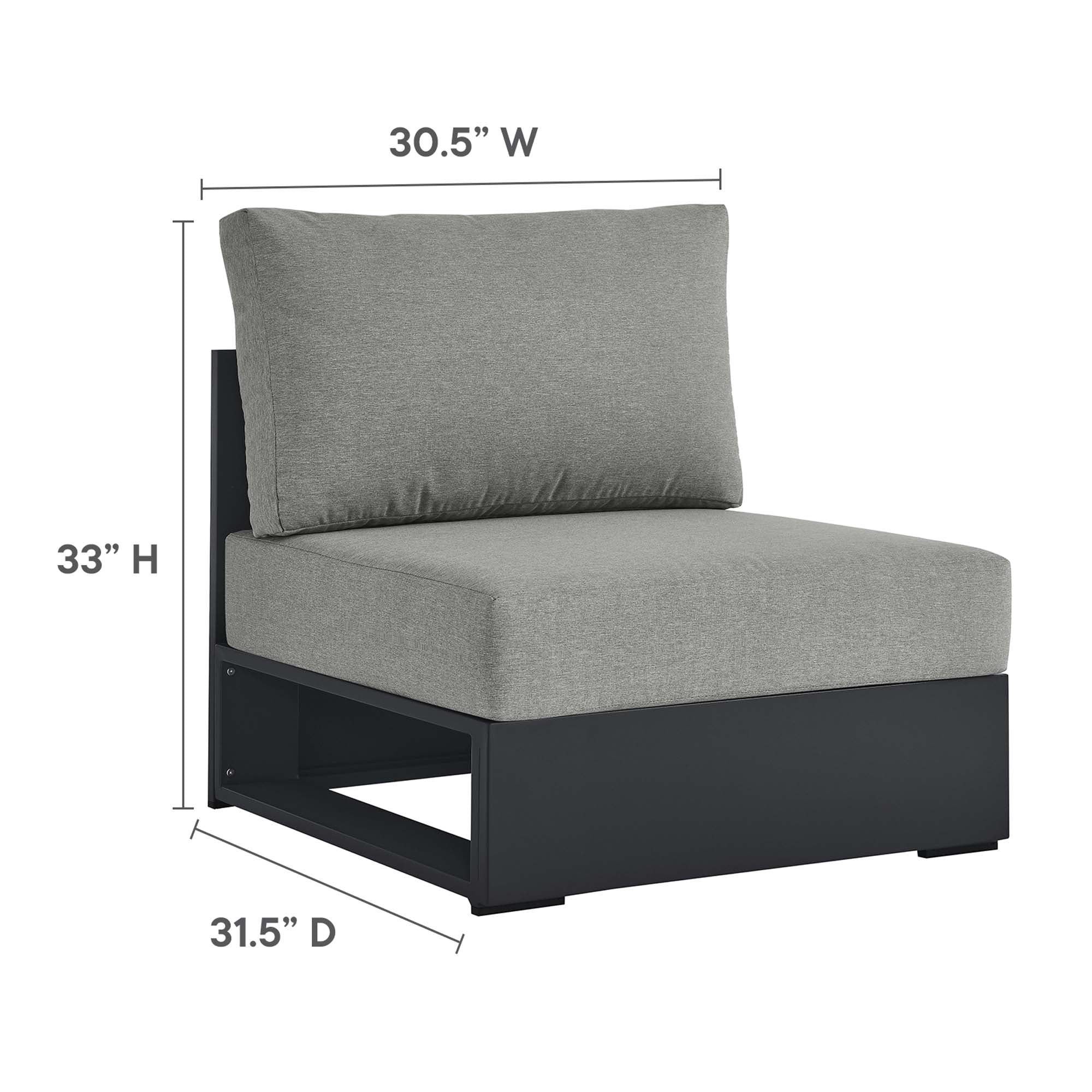 Tahoe 3-Piece Outdoor Patio Powder-Coated Aluminum Right-Facing Chaise Sectional Sofa Set - Gray Gray