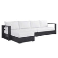 Tahoe 3-Piece Outdoor Patio Powder-Coated Aluminum Left-Facing Chaise Sectional Sofa Set - Gray White