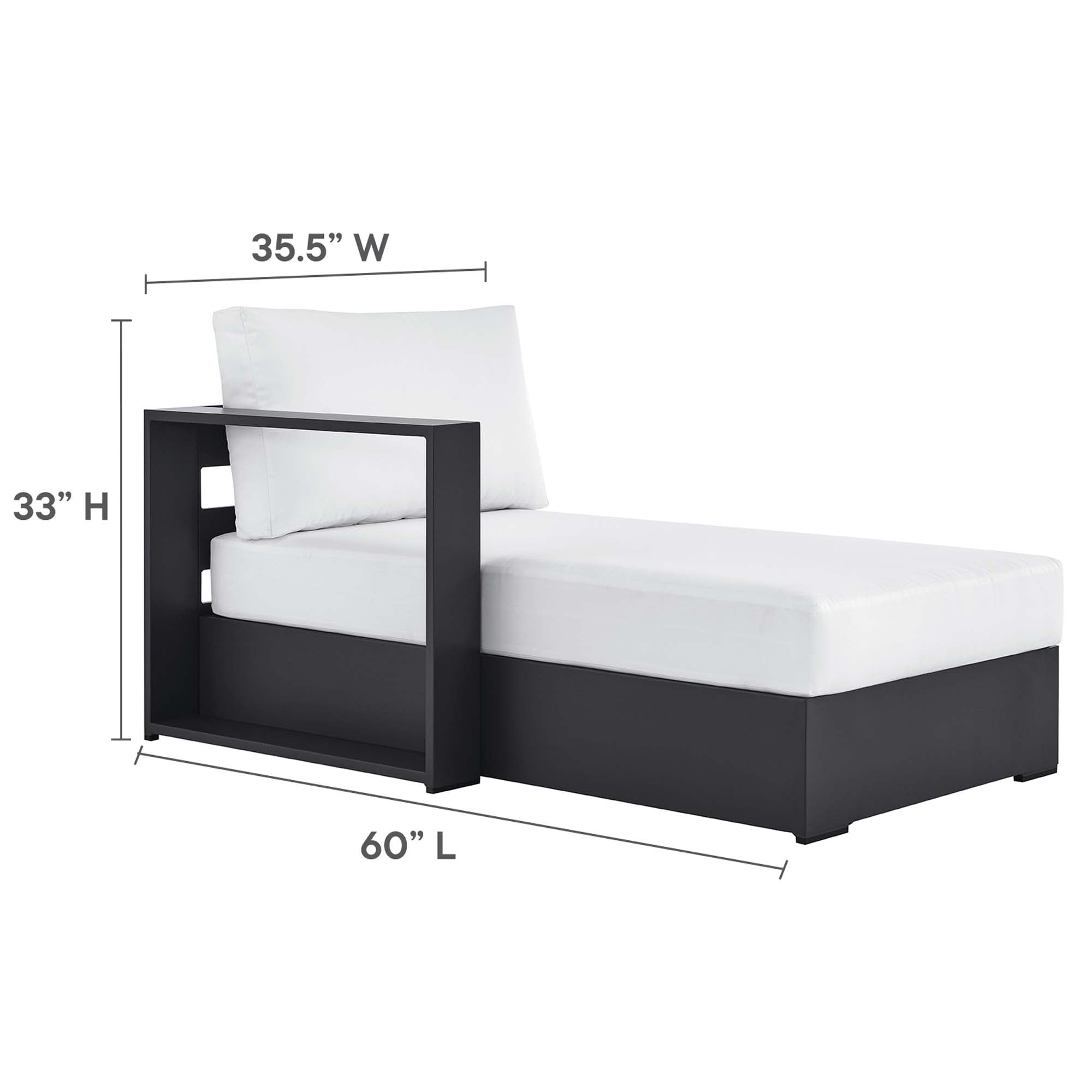 Tahoe 3-Piece Outdoor Patio Powder-Coated Aluminum Left-Facing Chaise Sectional Sofa Set - Gray White