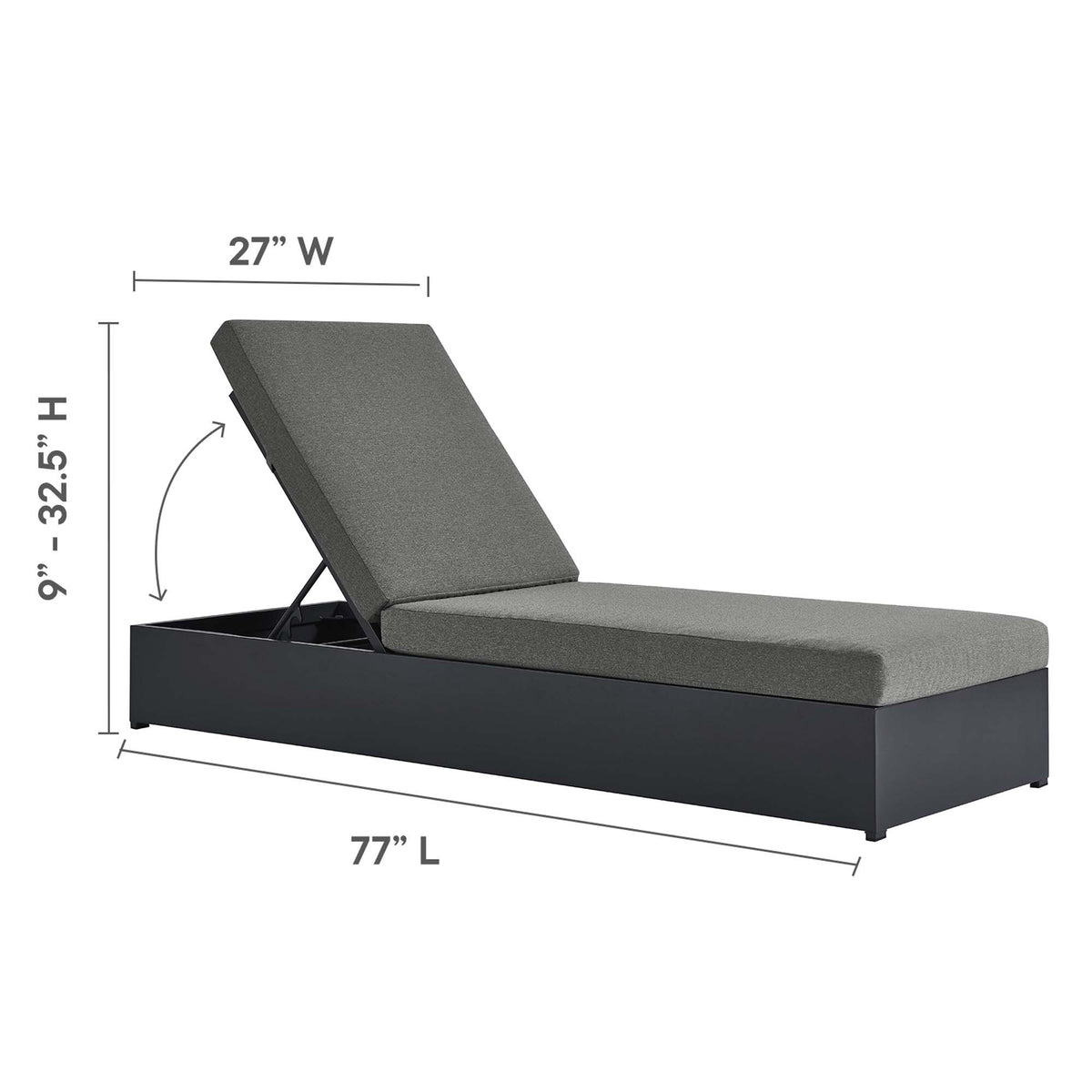 Tahoe 3-Piece Outdoor Patio Powder-Coated Aluminum Chaise Lounge Set - Gray Charcoal