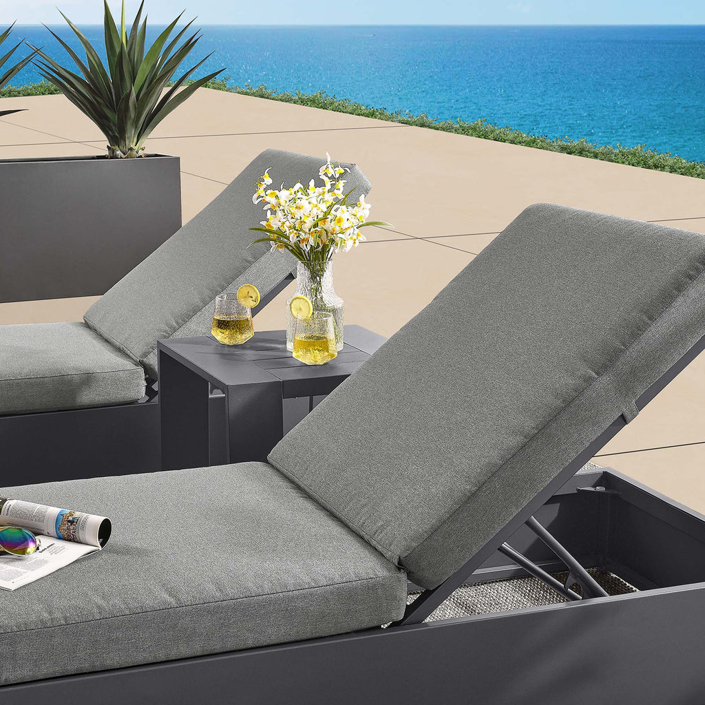 Tahoe 3-Piece Outdoor Patio Powder-Coated Aluminum Chaise Lounge Set - Gray Charcoal