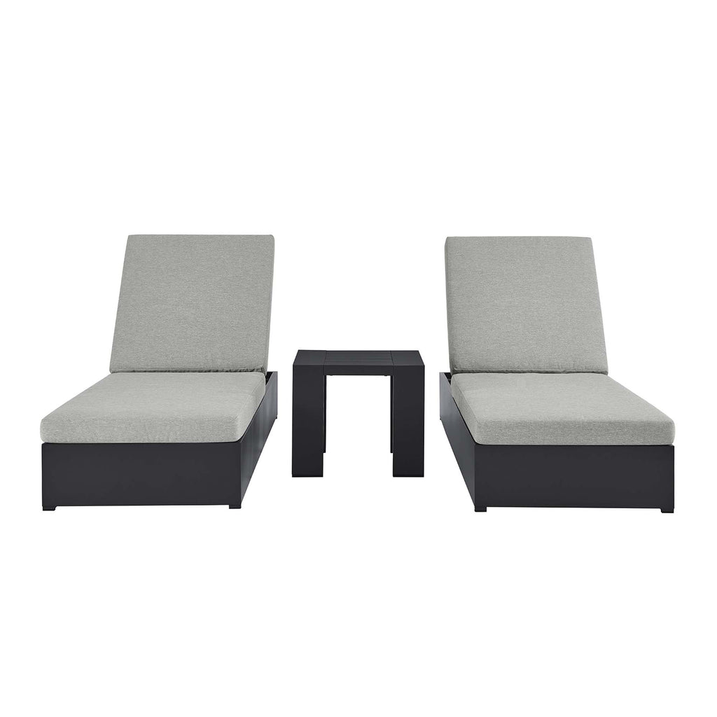 Tahoe 3-Piece Outdoor Patio Powder-Coated Aluminum Chaise Lounge Set - Gray Gray