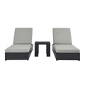 Tahoe 3-Piece Outdoor Patio Powder-Coated Aluminum Chaise Lounge Set - Gray Gray