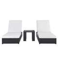 Tahoe 3-Piece Outdoor Patio Powder-Coated Aluminum Chaise Lounge Set - Gray White