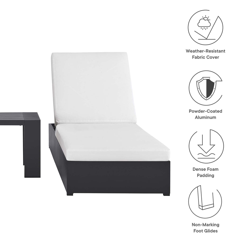 Tahoe 3-Piece Outdoor Patio Powder-Coated Aluminum Chaise Lounge Set - Gray White
