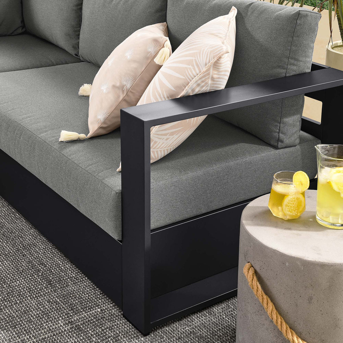 Tahoe 5-Piece Outdoor Patio Powder-Coated Aluminum Sectional Sofa Set - Gray Charcoal