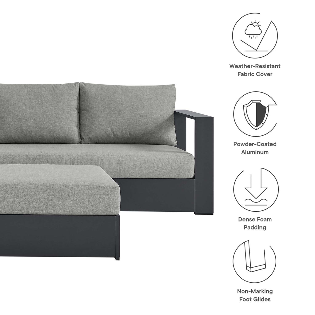 Tahoe 5-Piece Outdoor Patio Powder-Coated Aluminum Sectional Sofa Set - Gray Gray