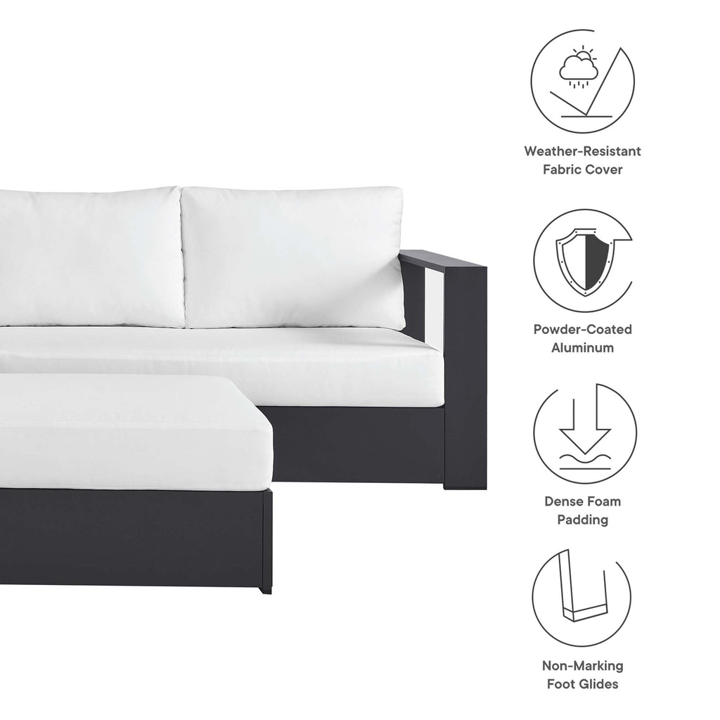 Tahoe 5-Piece Outdoor Patio Powder-Coated Aluminum Sectional Sofa Set - Gray White