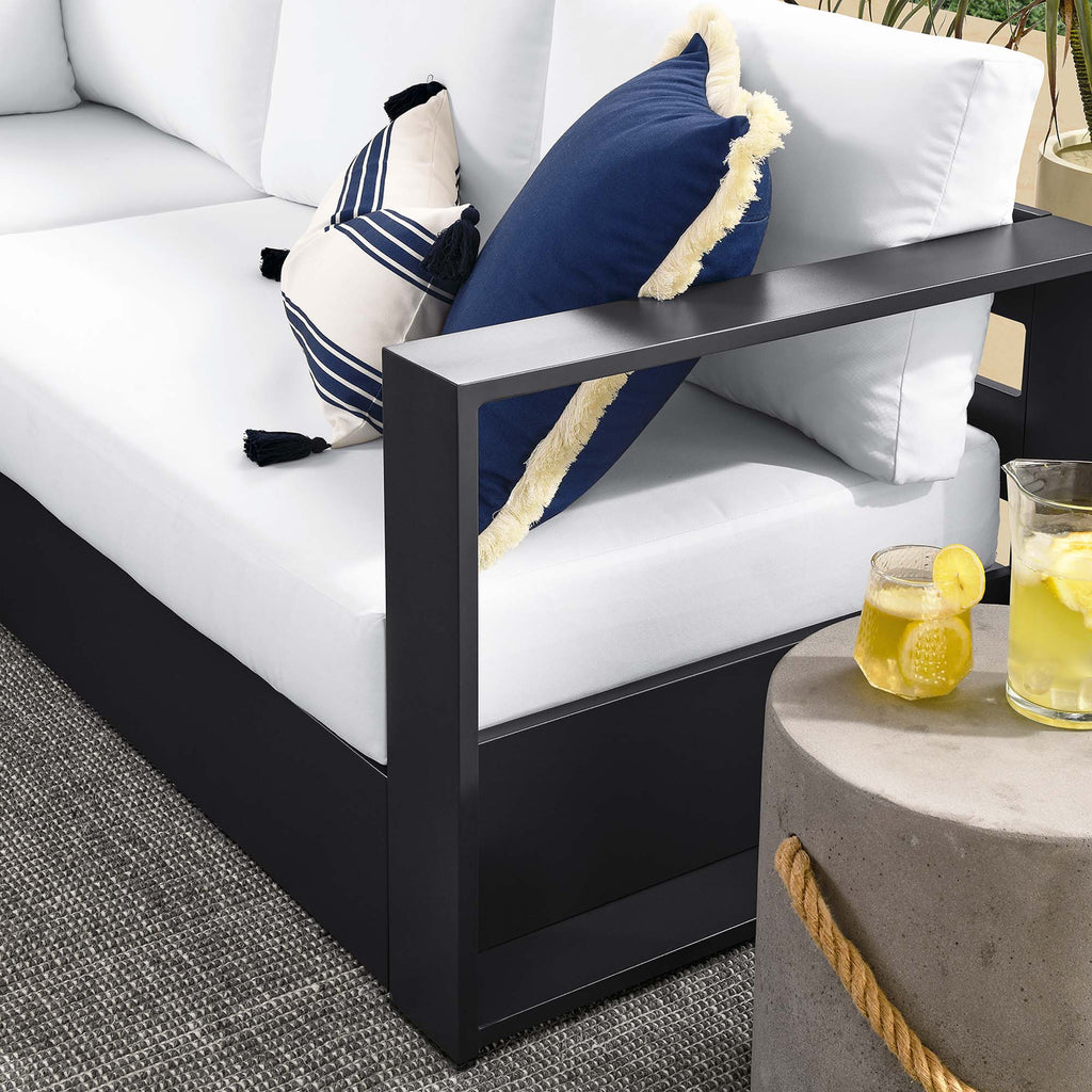 Tahoe 5-Piece Outdoor Patio Powder-Coated Aluminum Sectional Sofa Set - Gray White