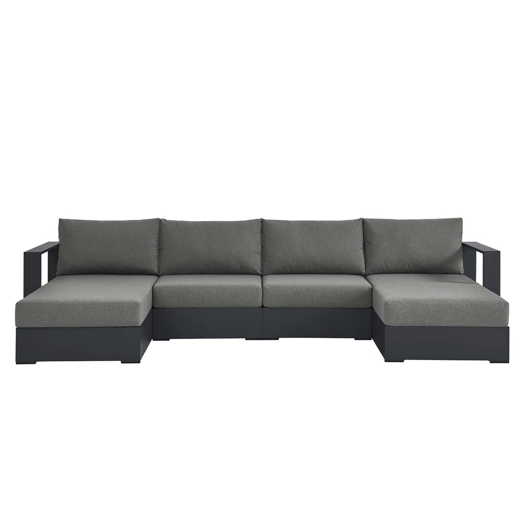 Tahoe 4-Piece Outdoor Patio Powder-Coated Aluminum Sectional Sofa Set - Gray Charcoal