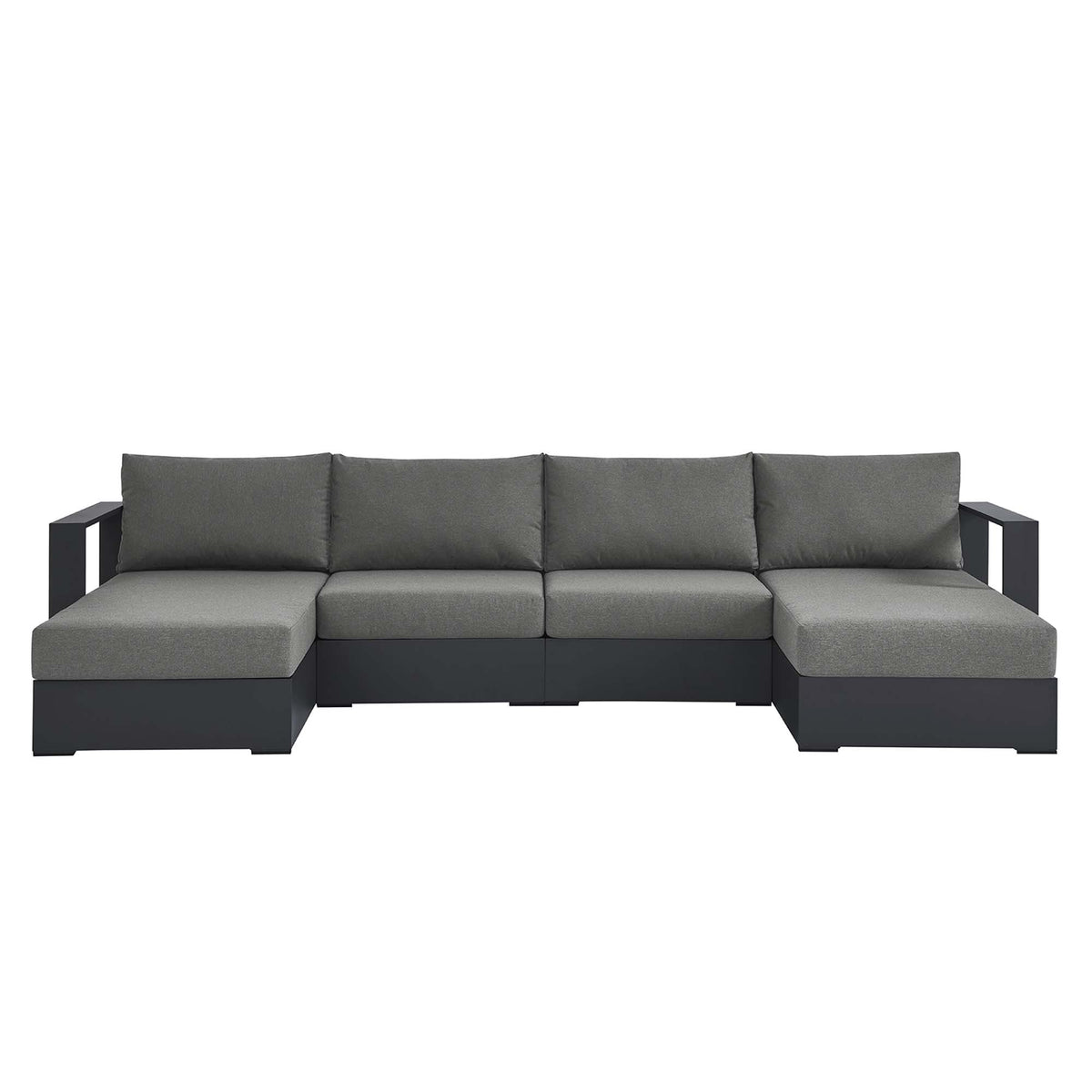 Tahoe 4-Piece Outdoor Patio Powder-Coated Aluminum Sectional Sofa Set - Gray Charcoal