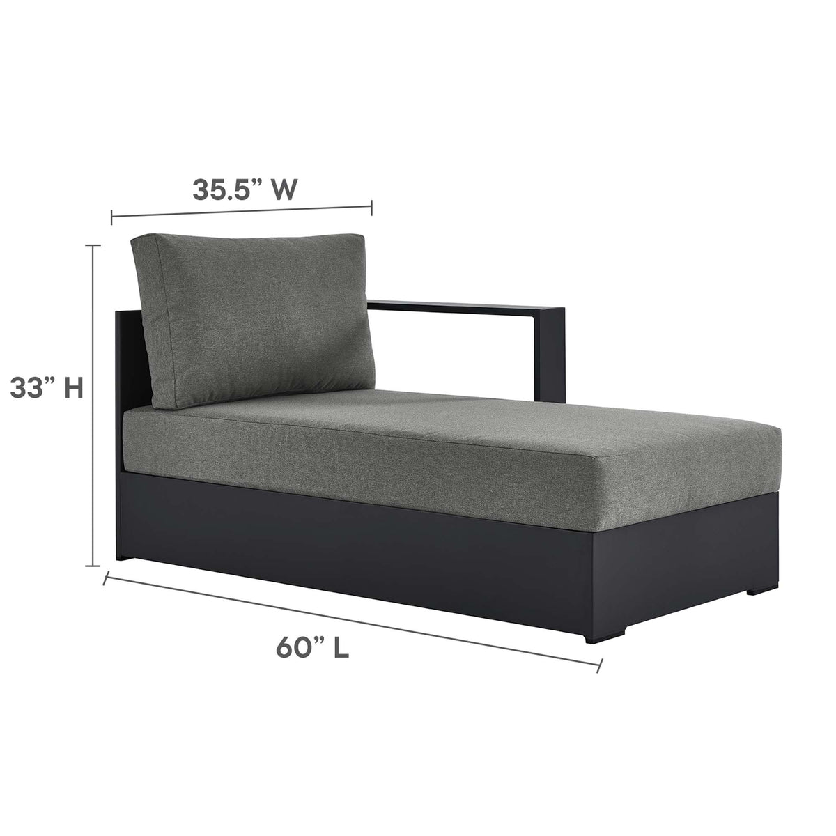 Tahoe 4-Piece Outdoor Patio Powder-Coated Aluminum Sectional Sofa Set - Gray Charcoal