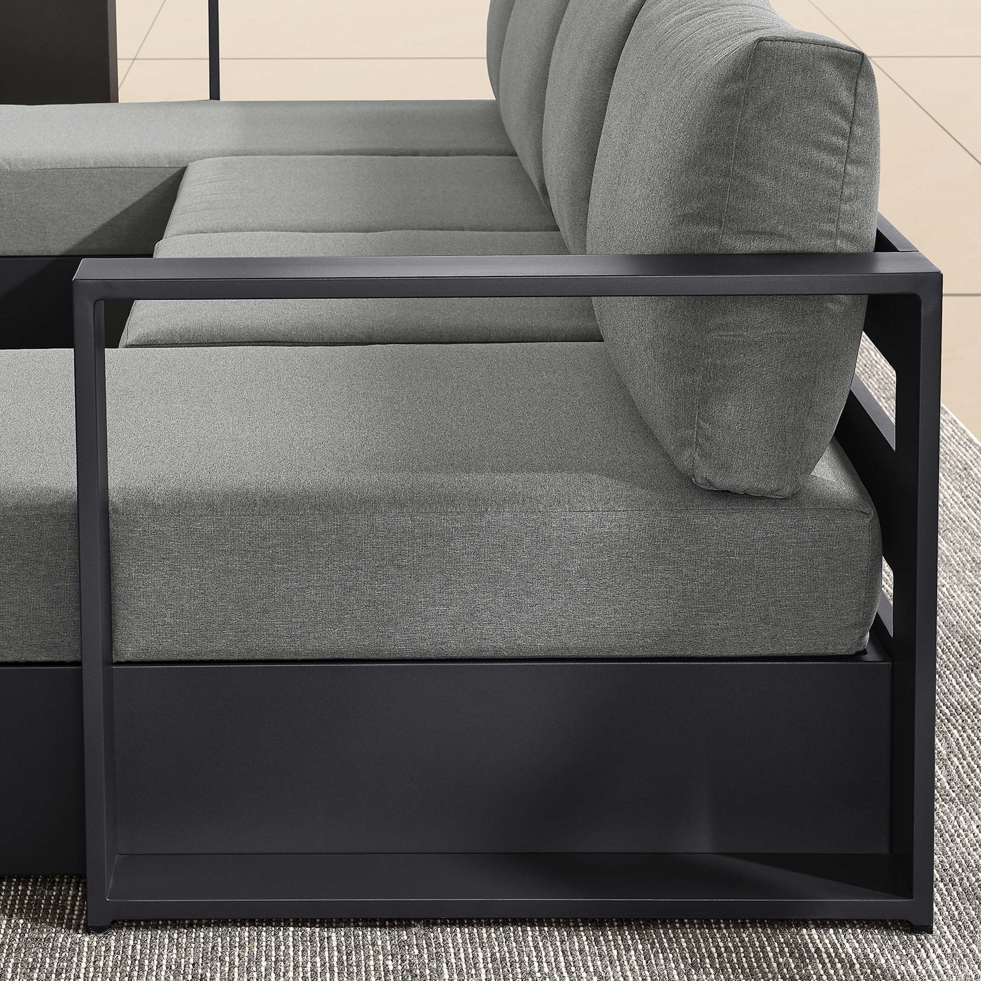 Tahoe 4-Piece Outdoor Patio Powder-Coated Aluminum Sectional Sofa Set - Gray Charcoal