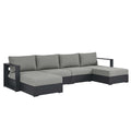 Tahoe 4-Piece Outdoor Patio Powder-Coated Aluminum Sectional Sofa Set - Gray Gray