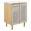 Calla 24" Perforated Metal Bathroom Vanity - White Oak