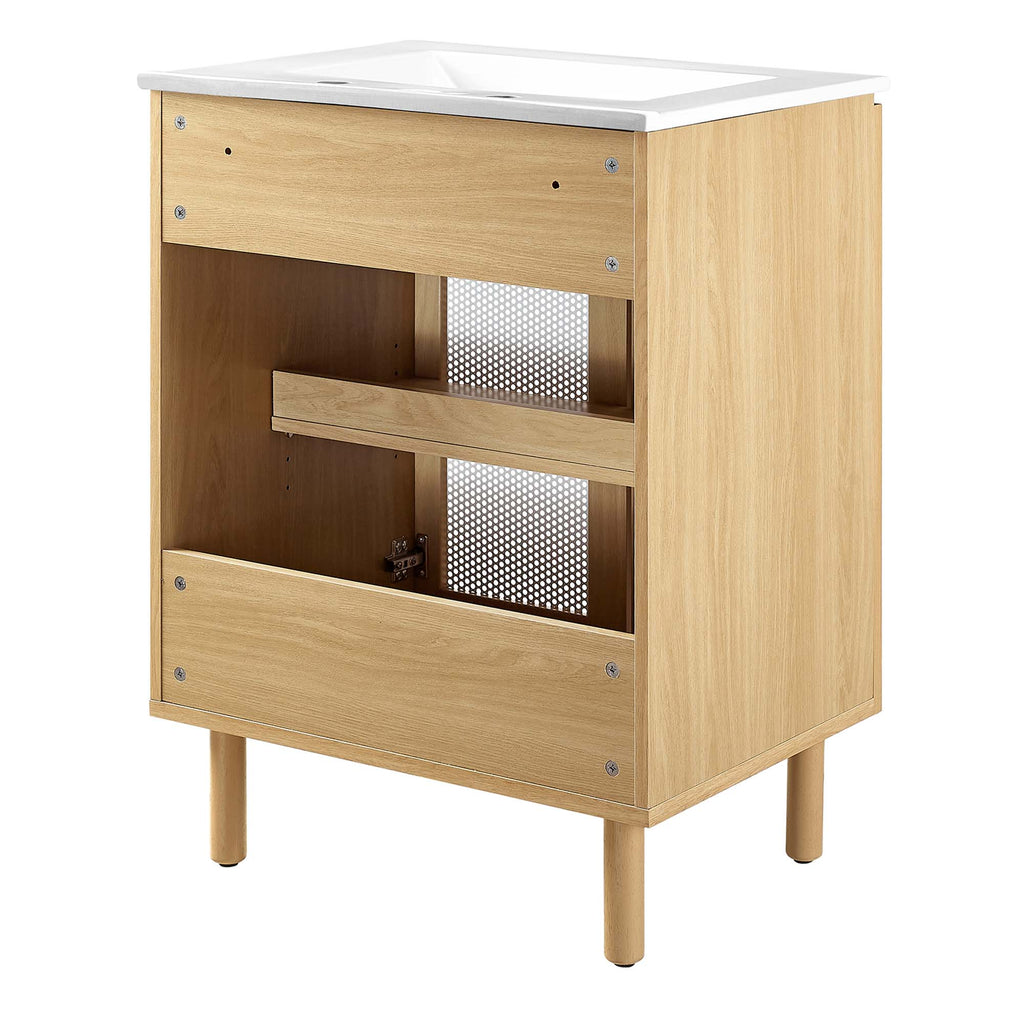 Calla 24" Perforated Metal Bathroom Vanity - White Oak