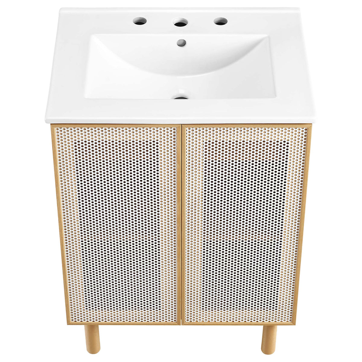 Calla 24" Perforated Metal Bathroom Vanity - White Oak