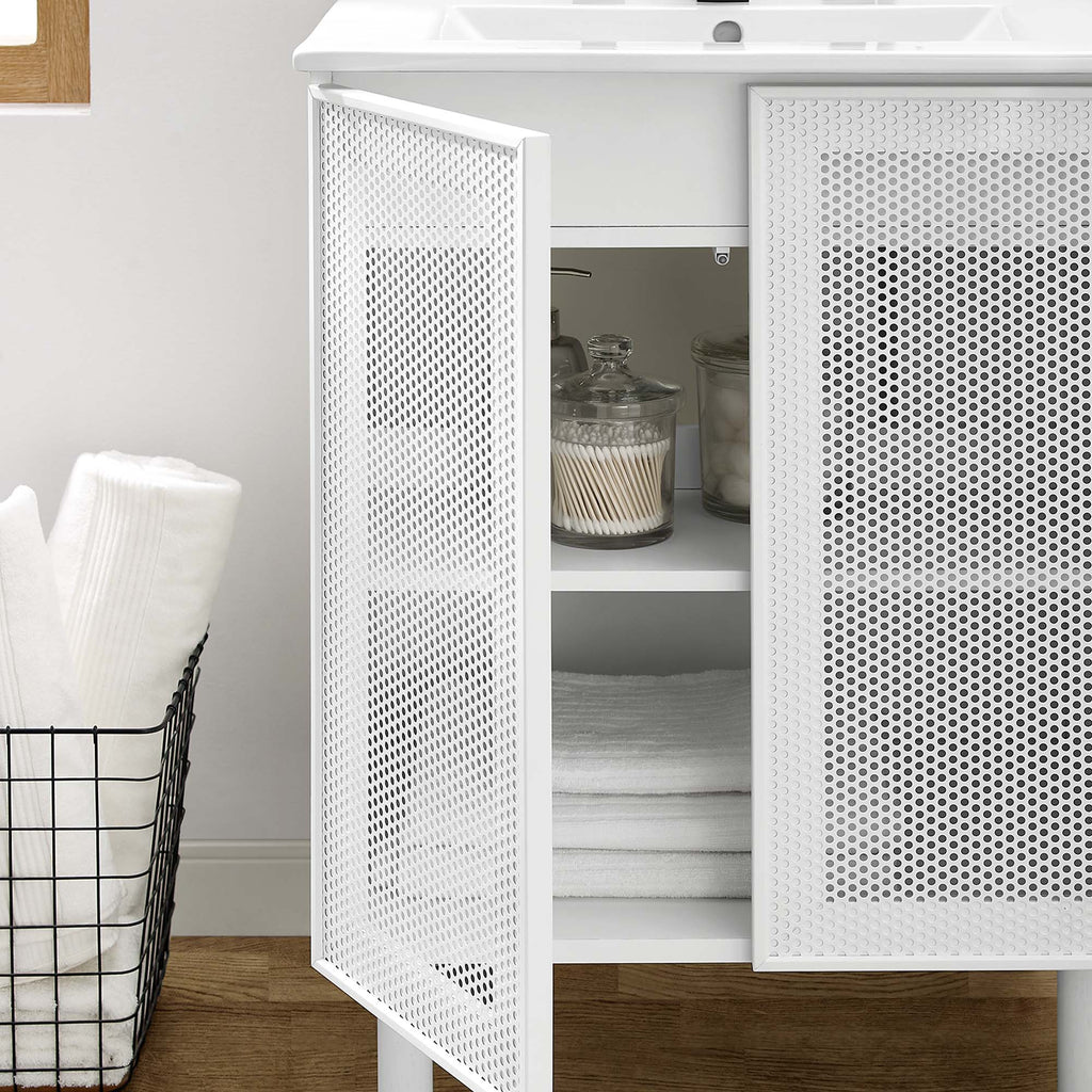 Calla 24" Perforated Metal Bathroom Vanity - White White