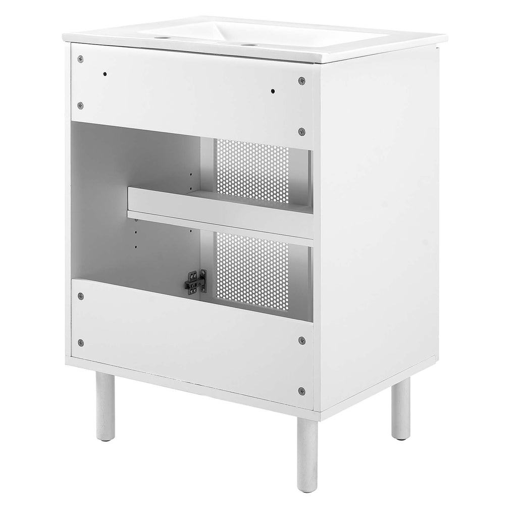 Calla 24" Perforated Metal Bathroom Vanity - White White