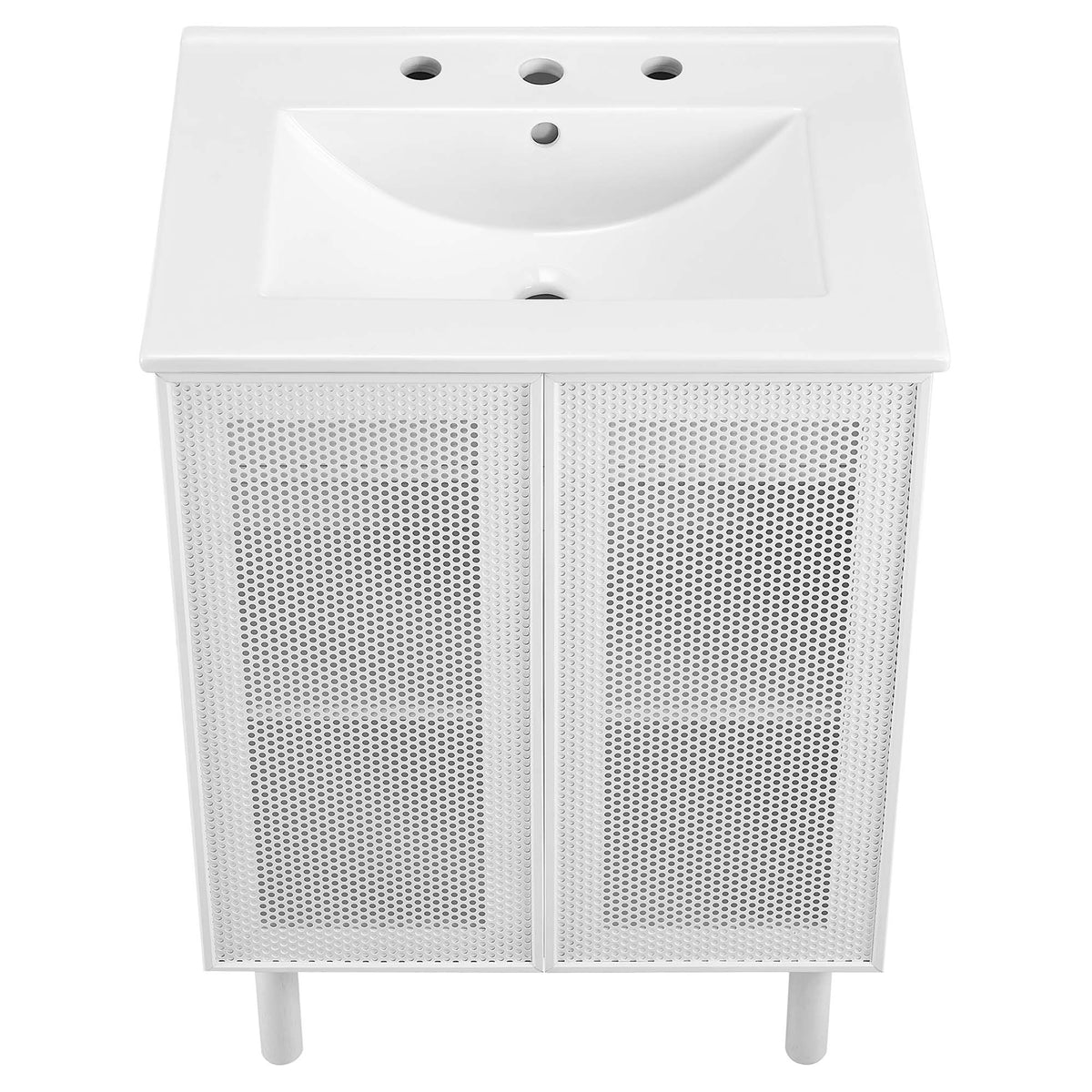Calla 24" Perforated Metal Bathroom Vanity - White White