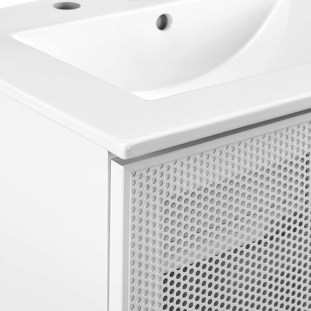 Calla 24" Perforated Metal Bathroom Vanity - White White