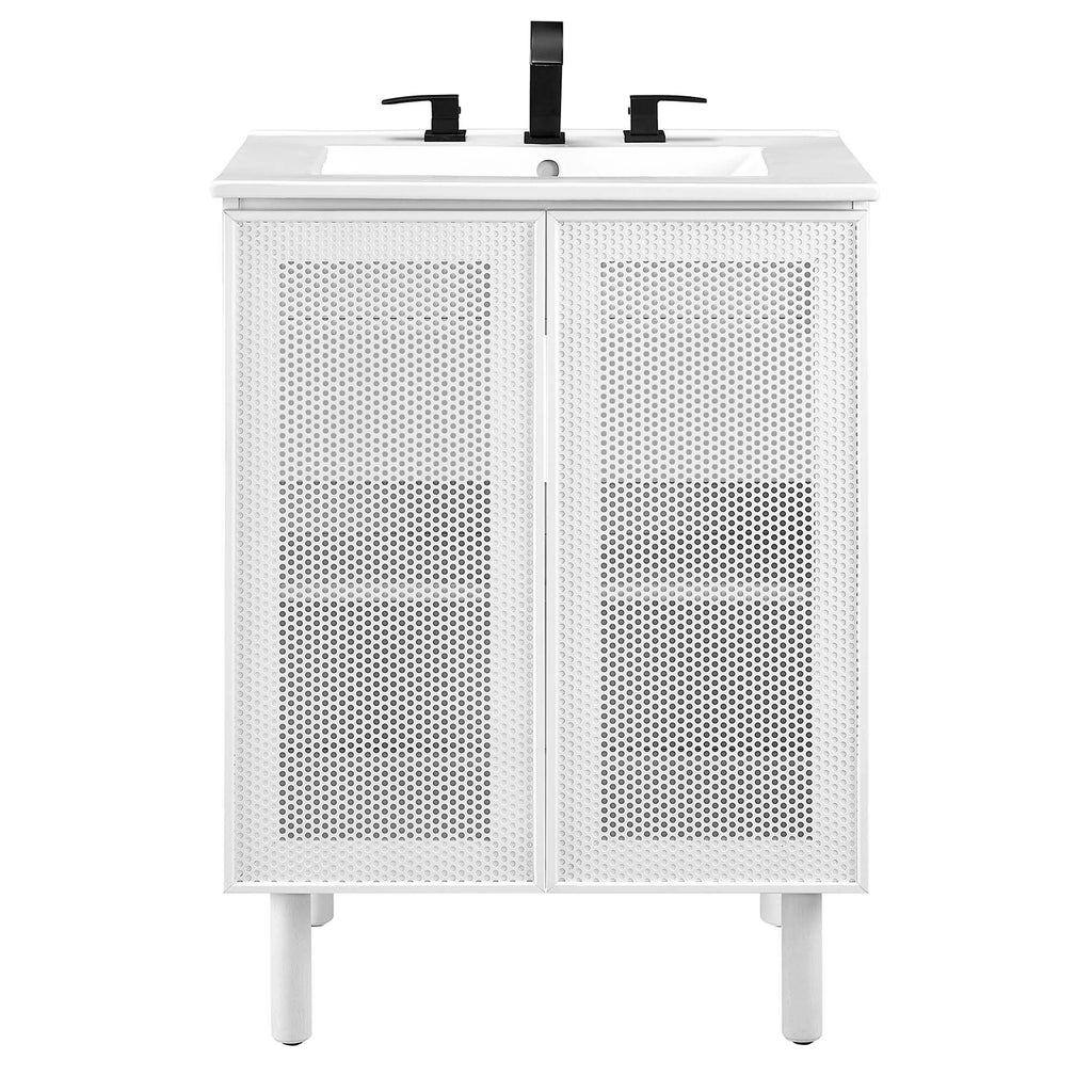 Calla 24" Perforated Metal Bathroom Vanity - White White