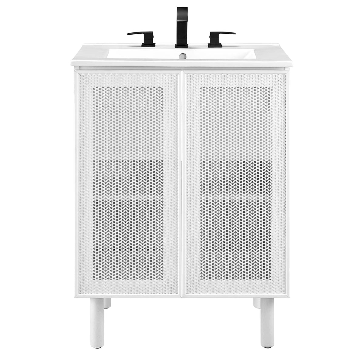 Calla 24" Perforated Metal Bathroom Vanity - White White