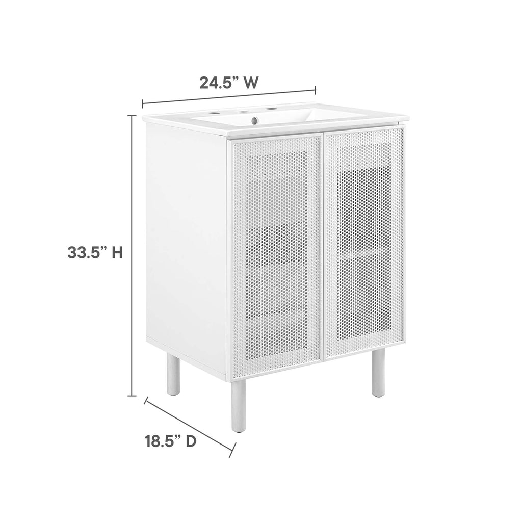 Calla 24" Perforated Metal Bathroom Vanity - White White