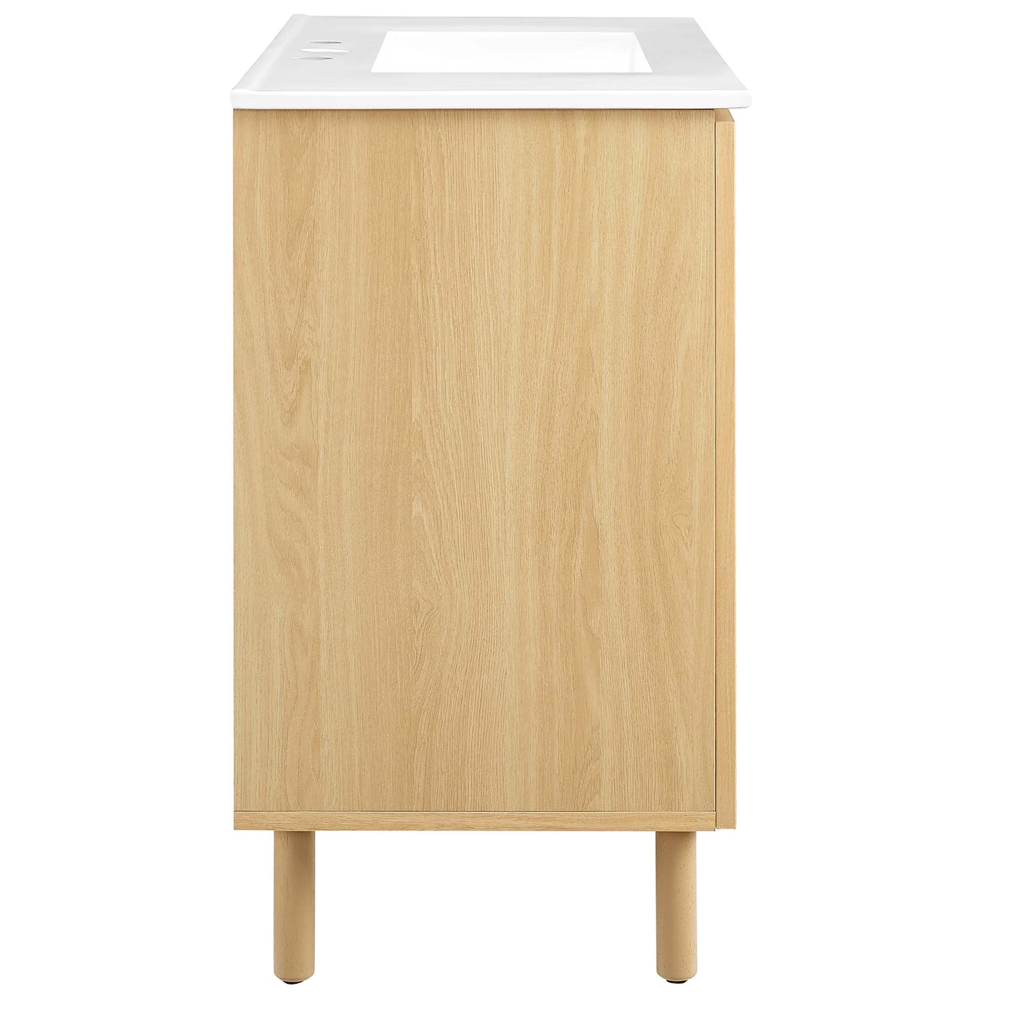Calla 36" Perforated Metal Bathroom Vanity - White Oak