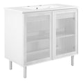 Calla 36" Perforated Metal Bathroom Vanity - White White