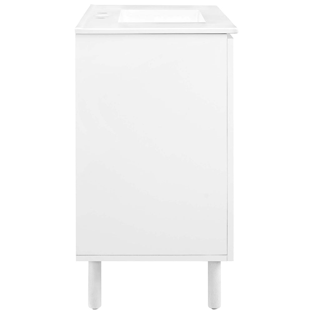 Calla 36" Perforated Metal Bathroom Vanity - White White