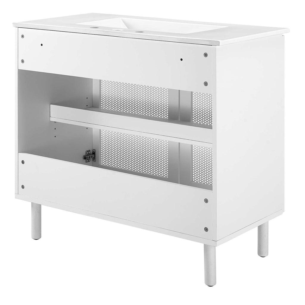 Calla 36" Perforated Metal Bathroom Vanity - White White