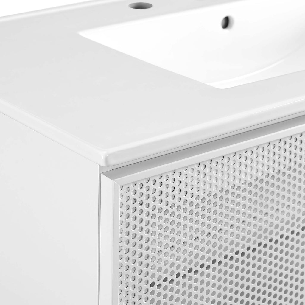 Calla 36" Perforated Metal Bathroom Vanity - White White