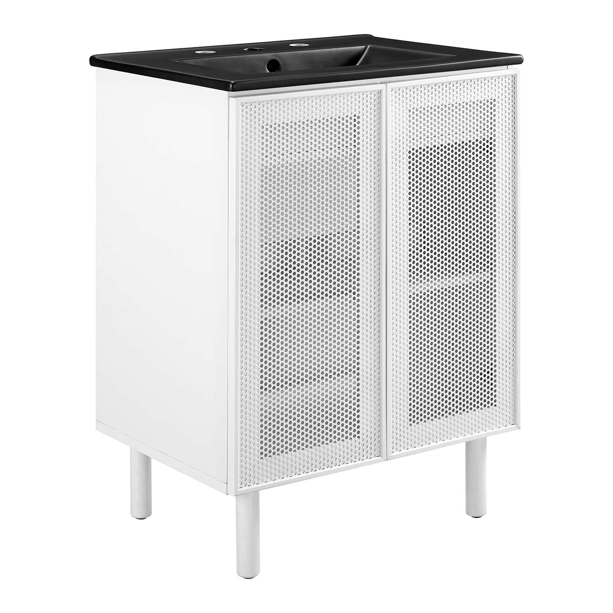 Calla 24" Perforated Metal Bathroom Vanity - Black White