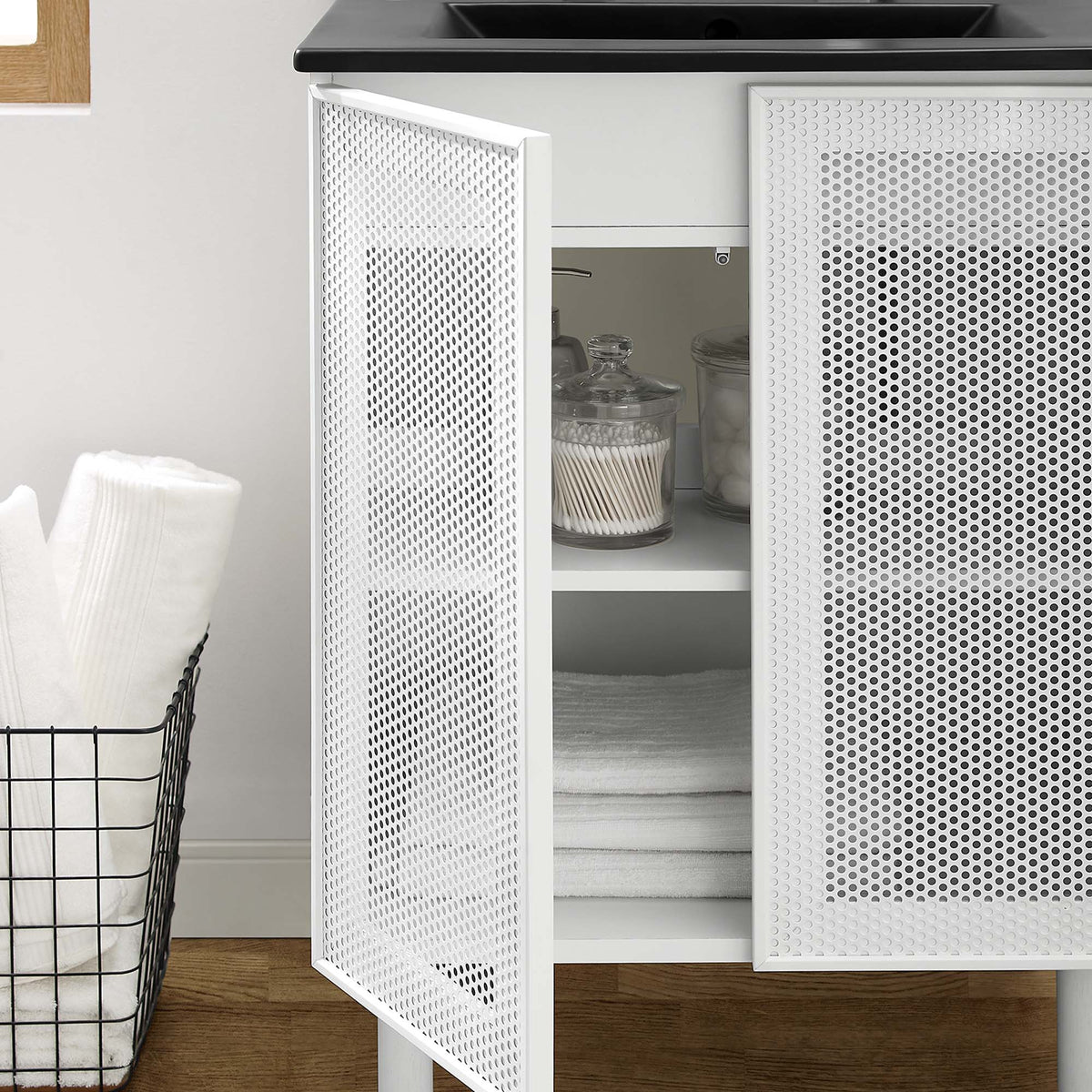 Calla 24" Perforated Metal Bathroom Vanity - Black White