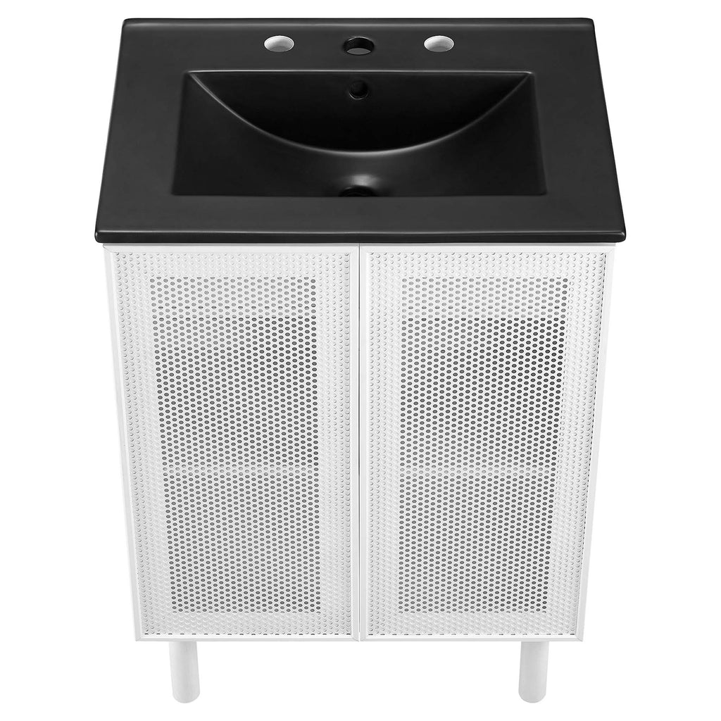 Calla 24" Perforated Metal Bathroom Vanity - Black White