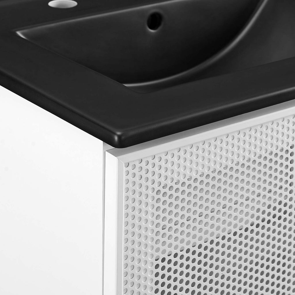 Calla 24" Perforated Metal Bathroom Vanity - Black White