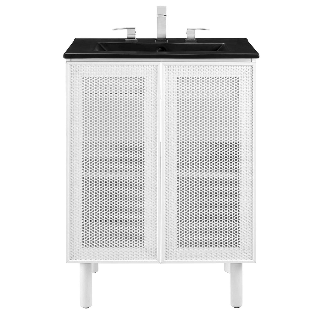 Calla 24" Perforated Metal Bathroom Vanity - Black White
