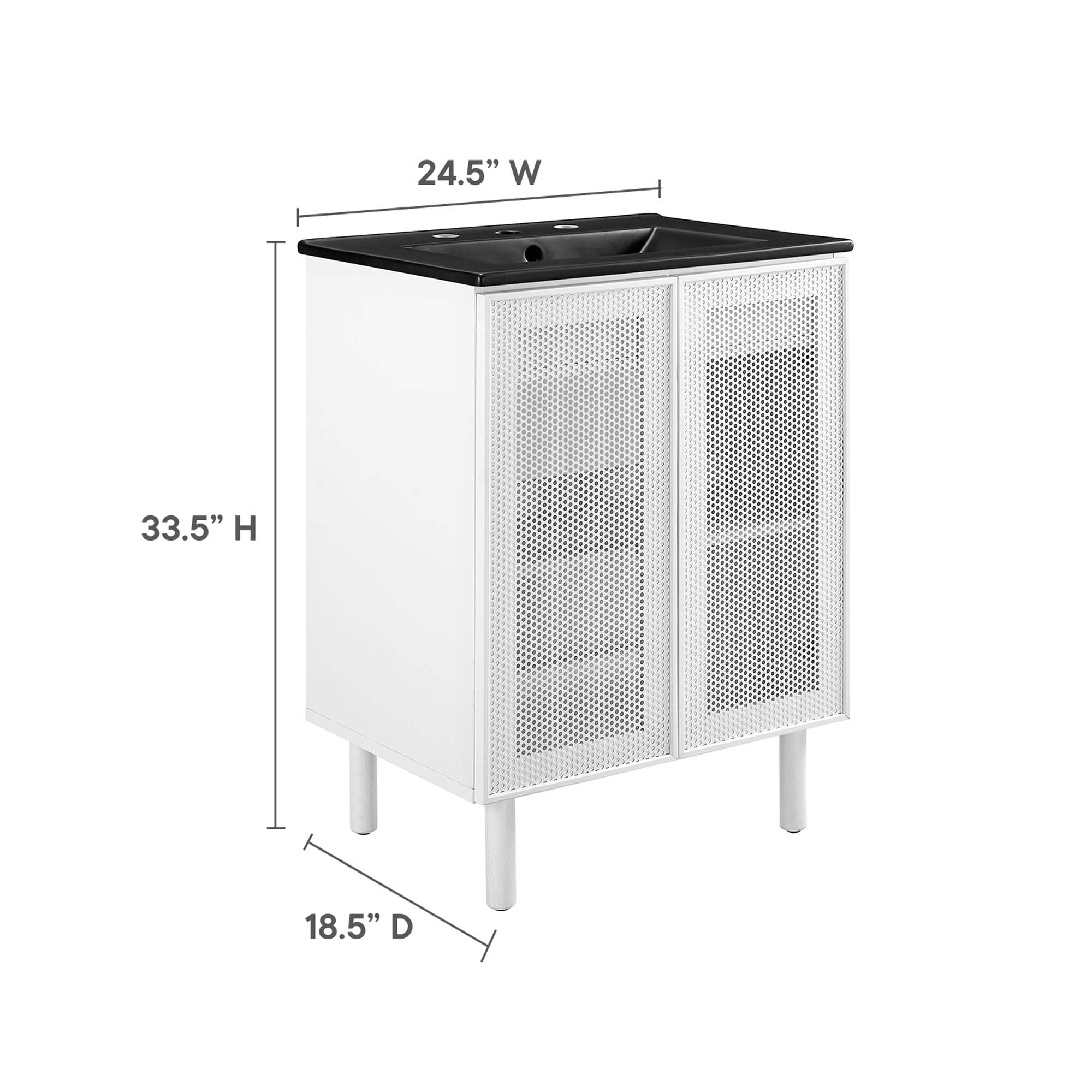 Calla 24" Perforated Metal Bathroom Vanity - Black White