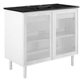 Calla 36" Perforated Metal Bathroom Vanity - Black White